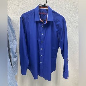 Robert Graham Blue Long Sleeve Button Up Shirt, L